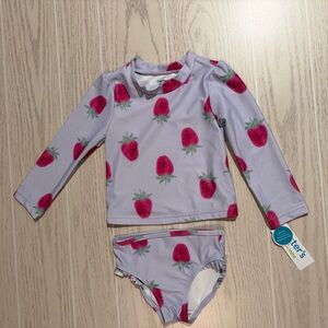 Carter’s‎ Toddler Girl Strawberry Rash Guard Swim Set Size 2T UPF 50+ NEW